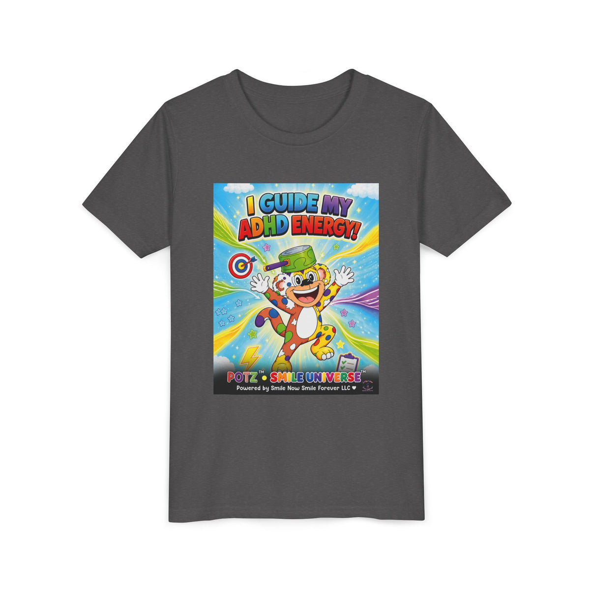 Potz™ Youth Short Sleeve Tee – "I Guide My ADHD Energy!" Graphic Tee | Smile Universe Collection