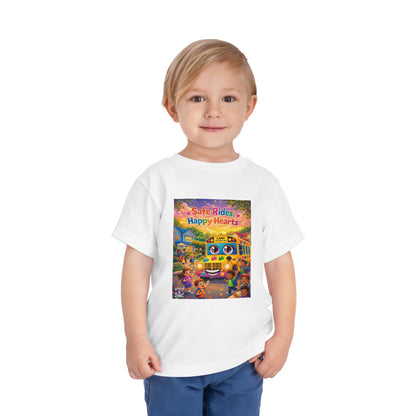 Lani™ Toddler Short Sleeve Tee – "Safe Rides, Happy Hearts" Graphic