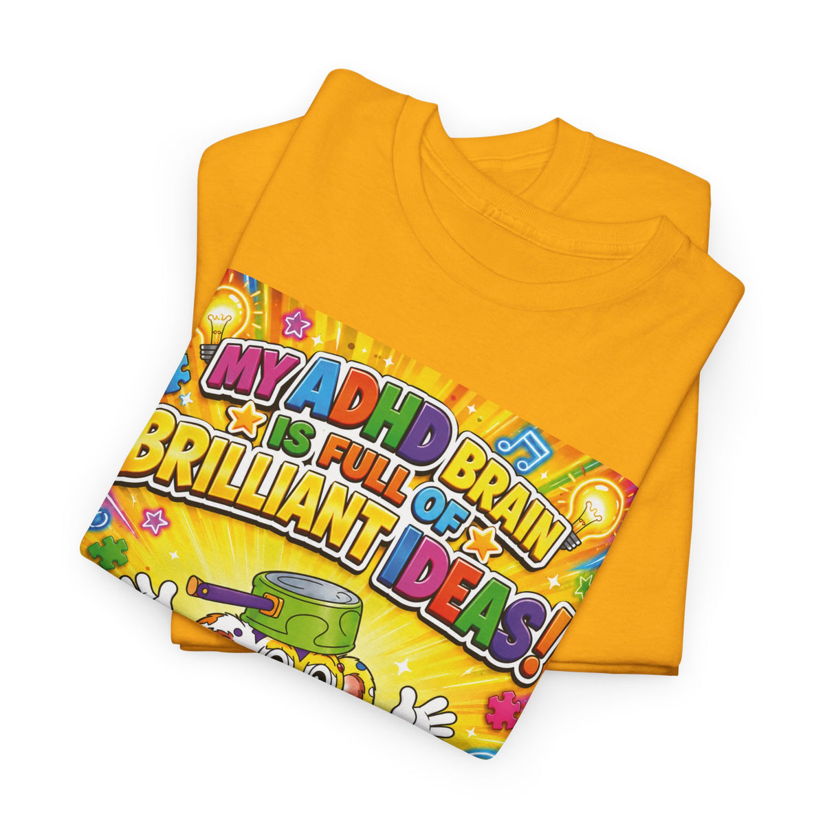 Potz™ Unisex Heavy Cotton™ Tee – "My ADHD Brain is Full of Brilliant Ideas!" Graphic Tee | Smile Universe Collection