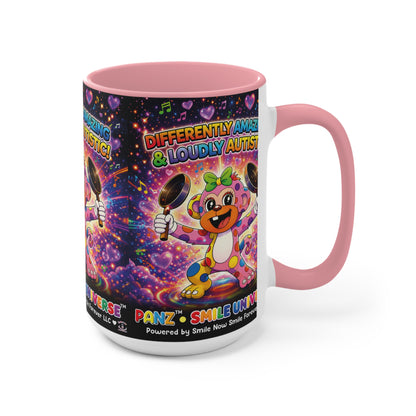 Panz™ Accent Mug – "Differently Amazing & Loudly Autistic!" Graphic | Smile Universe Collection