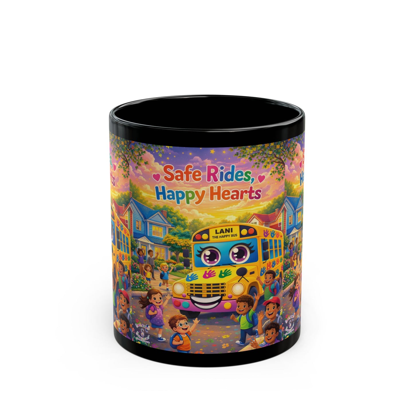 Lani™ Black Mug (11oz & 15oz) – "Safe Rides, Happy Hearts" Graphic