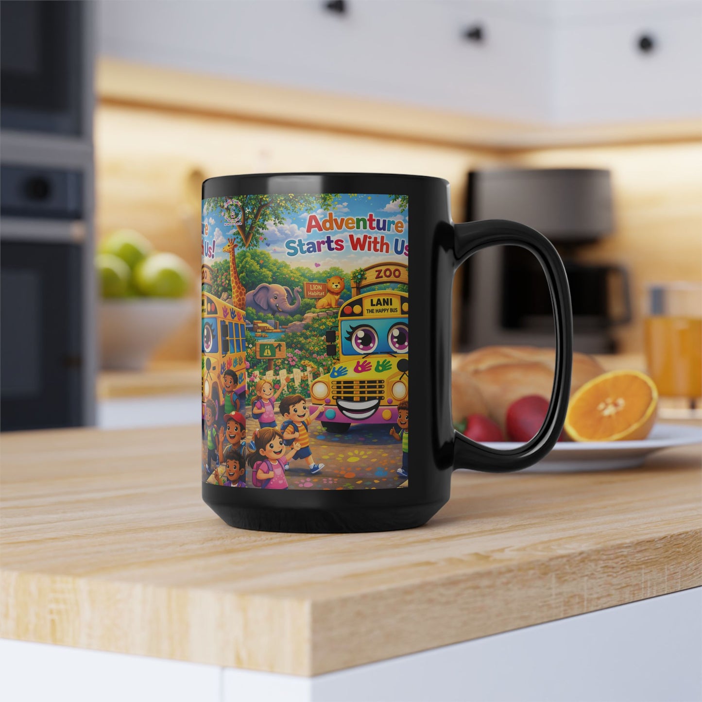Lani™ Black Mug (11oz & 15oz) – "Adventure Starts With Us!" Graphic