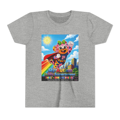 Panz™ Youth Short Sleeve Tee – "My Autism is My Superpower" Graphic | Smile Universe Collection