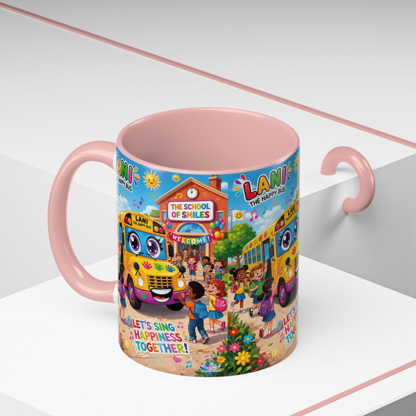 Lani™ Accent Coffee Mug (11oz & 15oz) – "Let's Sing Happiness Together!" Graphic