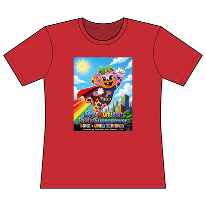 Panz™ Women's Relaxed Fit Cotton T-Shirt – "My Autism is My Superpower" Graphic | Smile Universe Collection