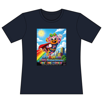 Panz™ Women's Relaxed Fit Cotton T-Shirt – "My Autism is My Superpower" Graphic | Smile Universe Collection