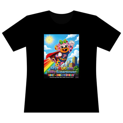 Panz™ Women's Relaxed Fit Cotton T-Shirt – "My Autism is My Superpower" Graphic | Smile Universe Collection