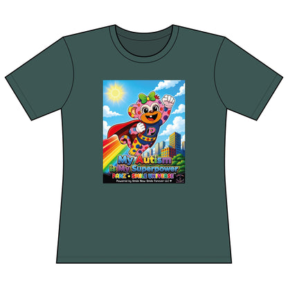 Panz™ Women's Relaxed Fit Cotton T-Shirt – "My Autism is My Superpower" Graphic | Smile Universe Collection