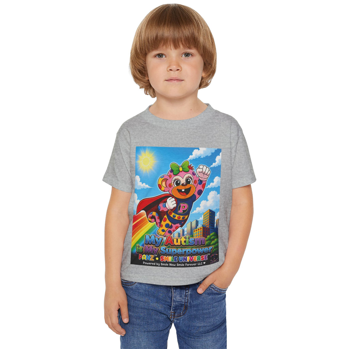Panz™ Heavy Cotton™ Toddler T-Shirt – "My Autism is My Superpower" Graphic | Smile Universe Collection
