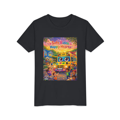 Lani™ Youth Short Sleeve Tee – "Safe Rides, Happy Hearts" Graphic