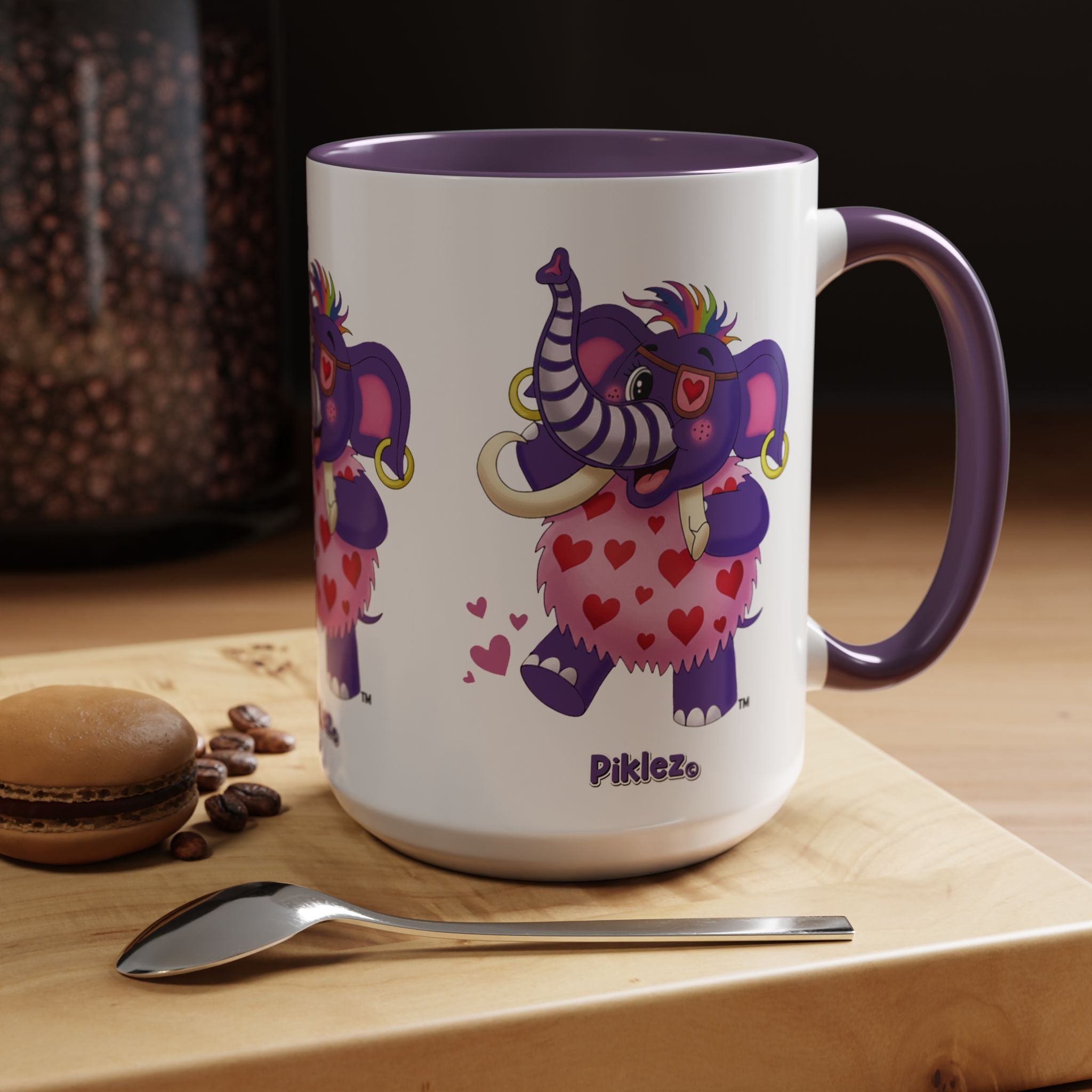 Piklez™ Accent Coffee Mug (11oz & 15oz) – "Full of Love!" Graphic | Smile Universe Collection
