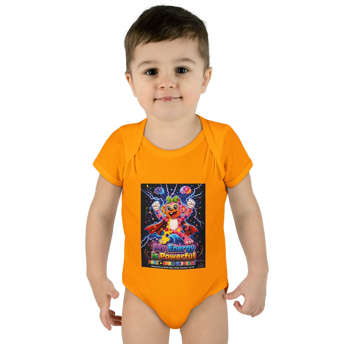 Panz™ Infant Baby Rib Bodysuit – "My Energy is Powerful" Graphic Onesie | Smile Universe Collection