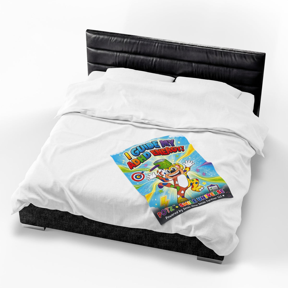 Potz™ Velveteen Plush Blanket – "I Guide My ADHD Energy!" Graphic Throw | Smile Universe Collection