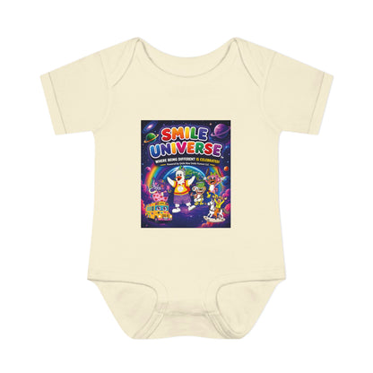 Smile Universe™ Infant Baby Rib Bodysuit – "Where Being Different is CELEBRATED!" Graphic