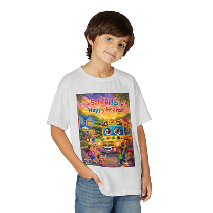 Lani™ Youth DryBlend® T-Shirt – "Safe Rides, Happy Hearts" Graphic