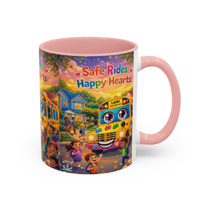 Lani™ Accent Coffee Mug (11oz & 15oz) – "Safe Rides, Happy Hearts" Graphic