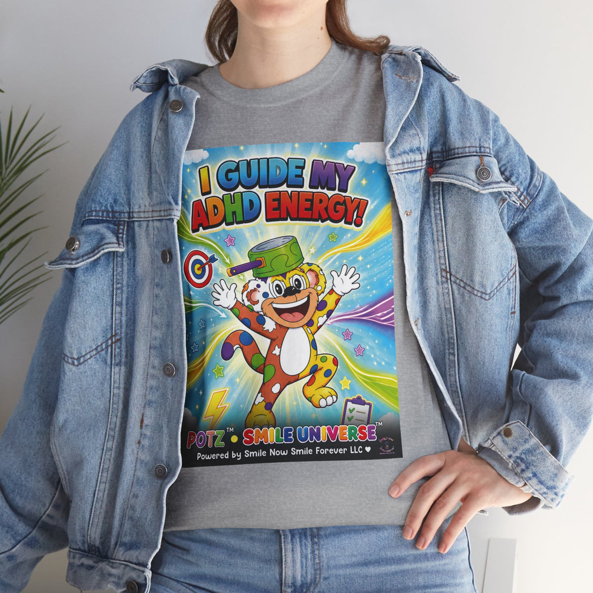 Potz™ Unisex Heavy Cotton™ Tee – "I Guide My ADHD Energy!" Graphic Tee | Smile Universe Collection