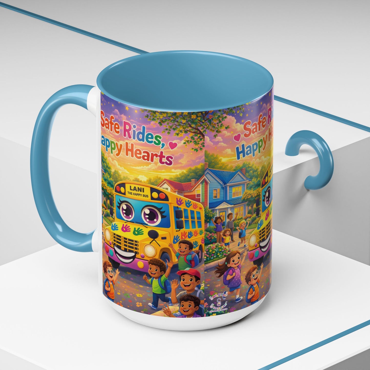 Lani™ Accent Coffee Mug (11oz & 15oz) – "Safe Rides, Happy Hearts" Graphic