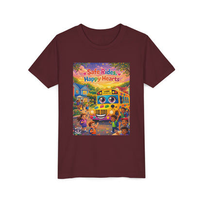 Lani™ Youth Short Sleeve Tee – "Safe Rides, Happy Hearts" Graphic