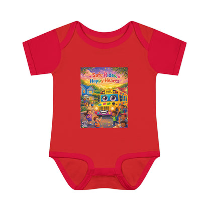 Lani™ Infant Baby Rib Bodysuit – "Safe Rides, Happy Hearts" Graphic