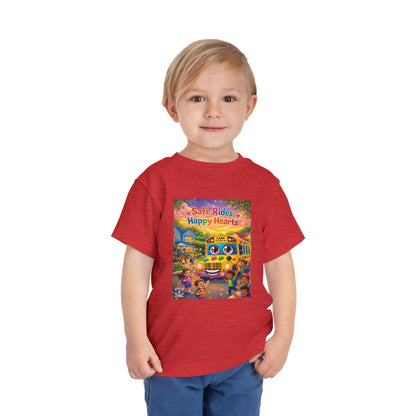 Lani™ Toddler Short Sleeve Tee – "Safe Rides, Happy Hearts" Graphic