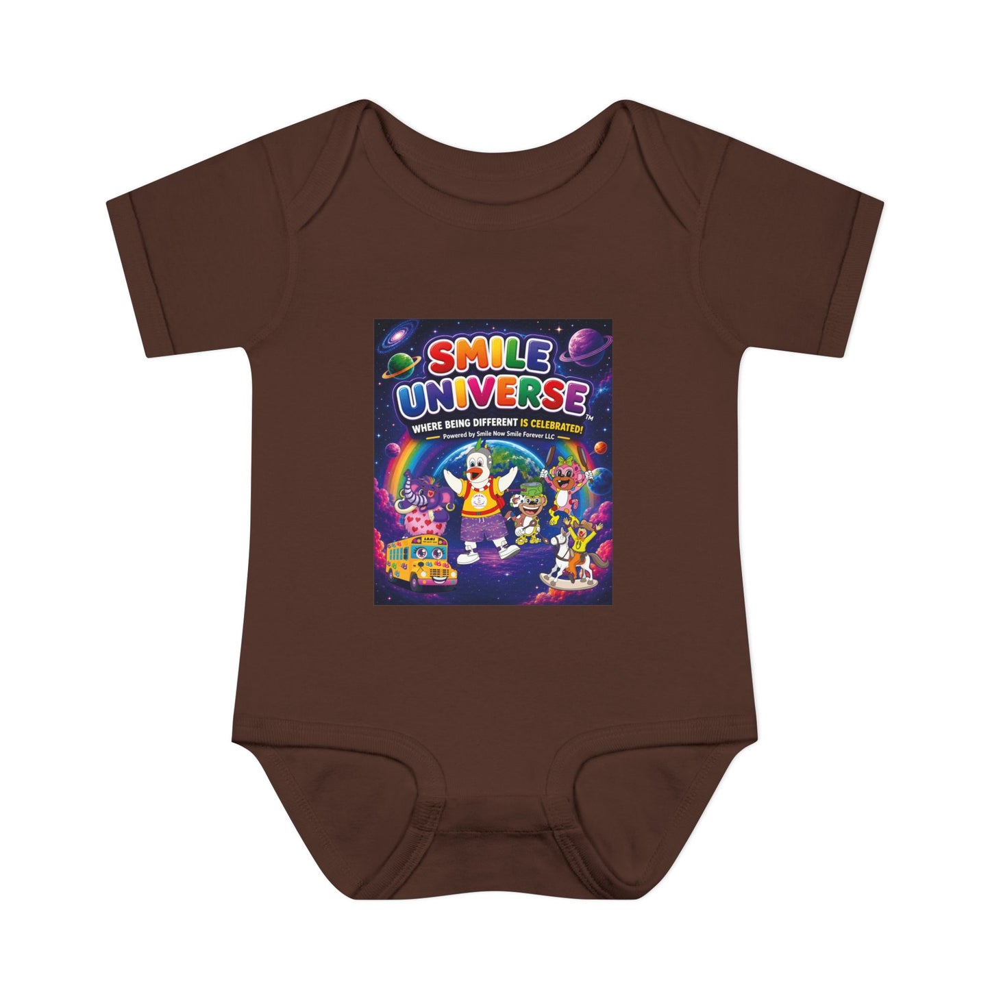 Smile Universe™ Infant Baby Rib Bodysuit – "Where Being Different is CELEBRATED!" Graphic