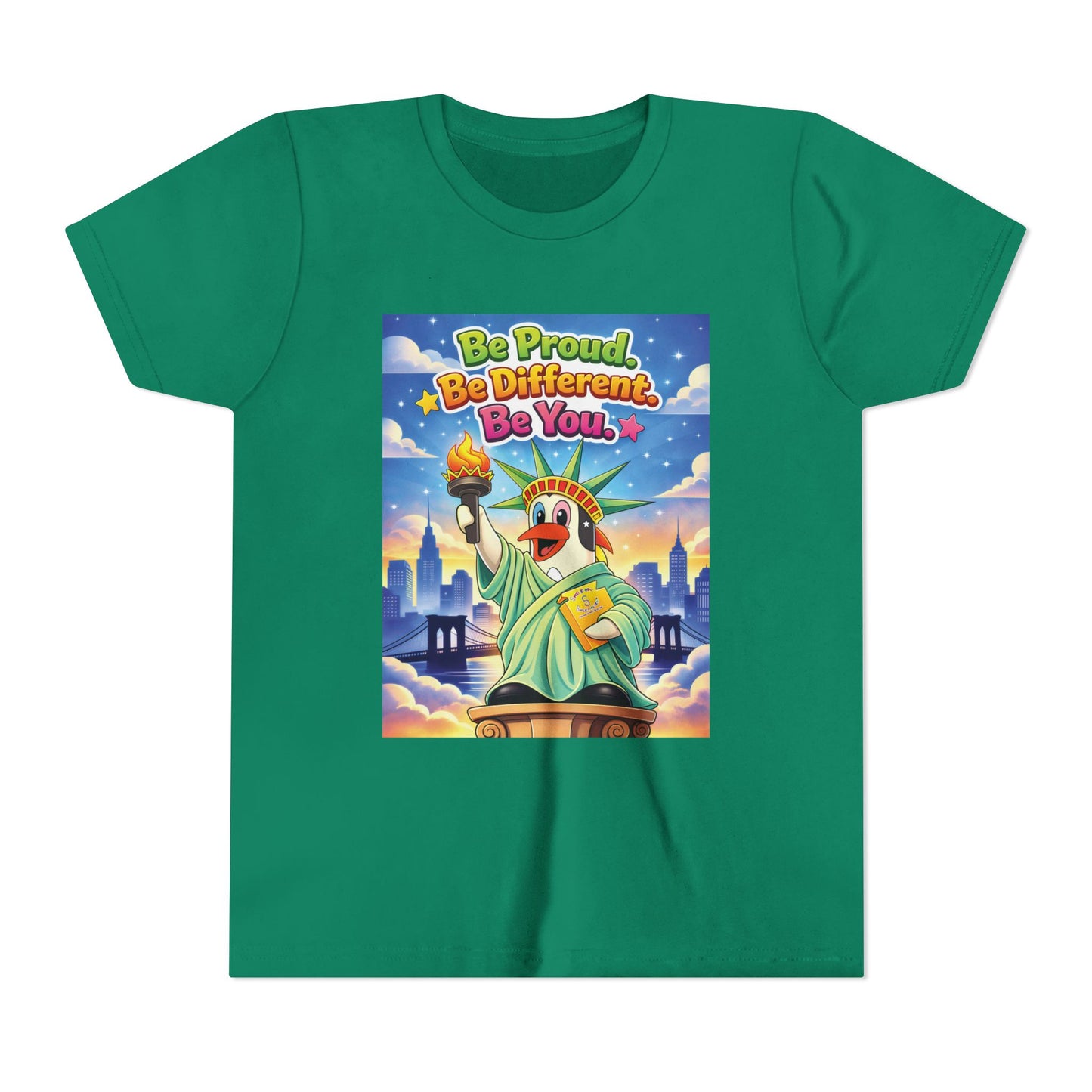 TuBz™M "Be Proud. Be Different. Be You." Kids T-Shirt - Inspirational Graphic Tee