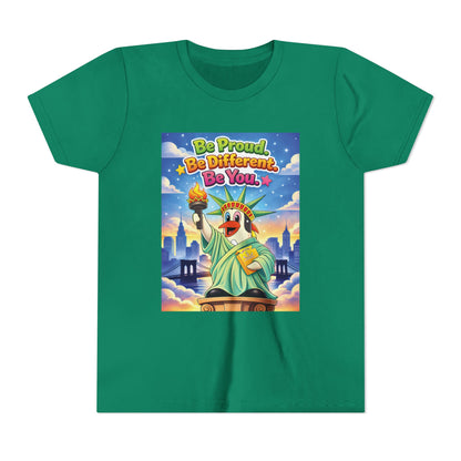 TuBz™M "Be Proud. Be Different. Be You." Kids T-Shirt - Inspirational Graphic Tee