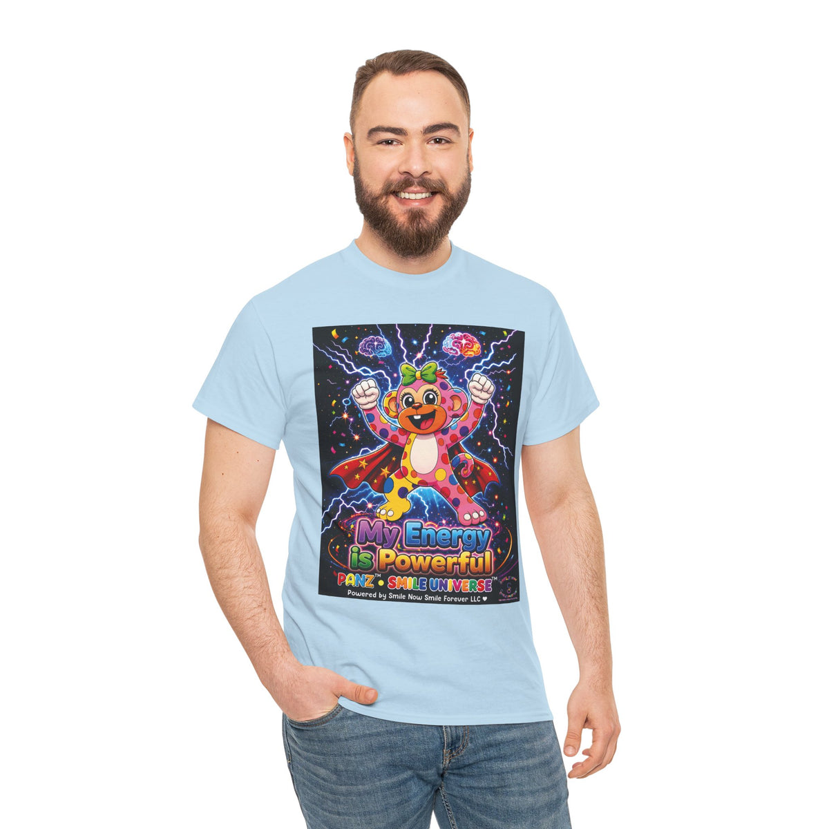 Panz™ Unisex Heavy Cotton™ Tee For Adult – "My Energy is Powerful" Graphic Tee | Smile Universe Collection