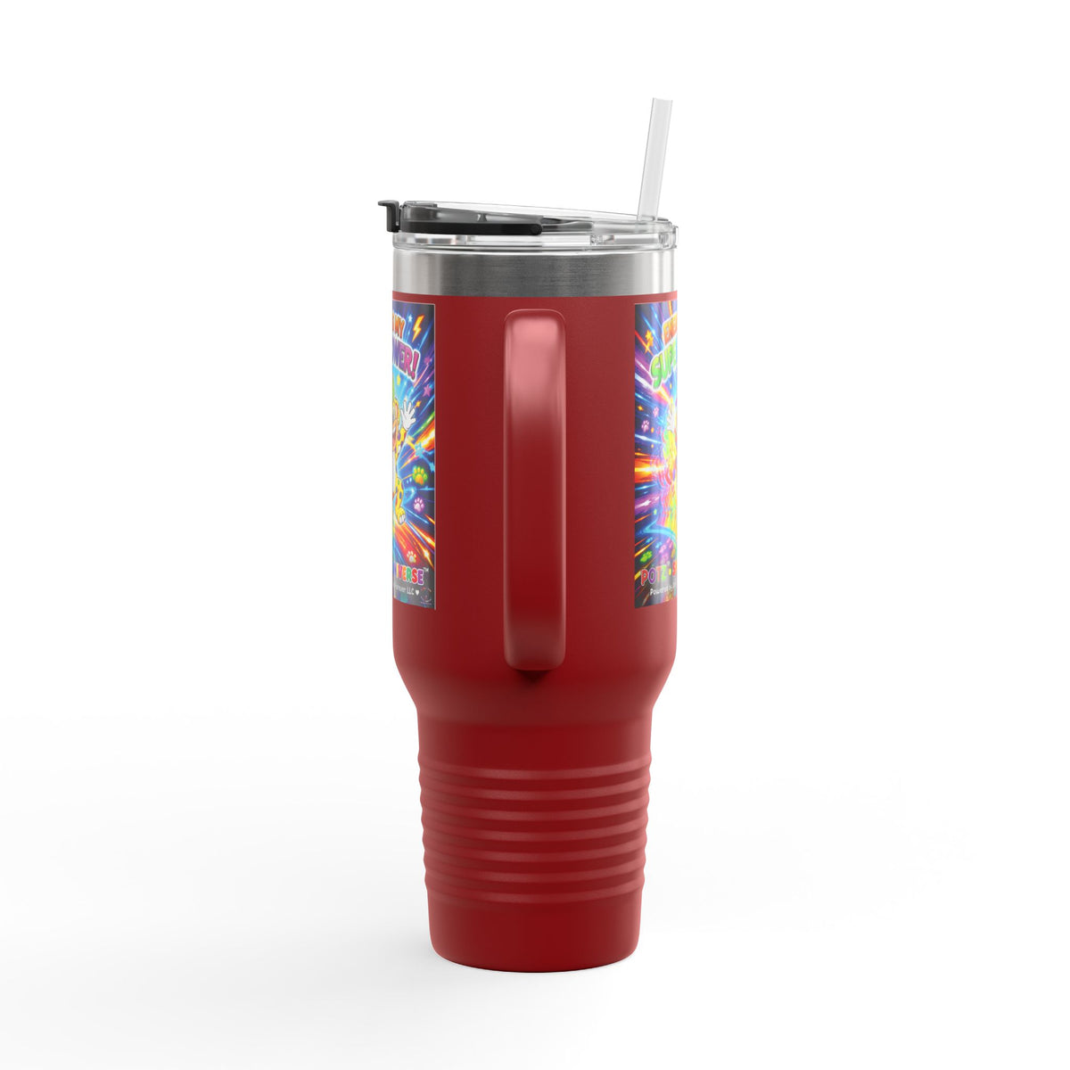 Potz™ Insulated Travel Mug 40oz – "Energy is My Superpower!" Graphic Tumbler | Smile Universe Collection