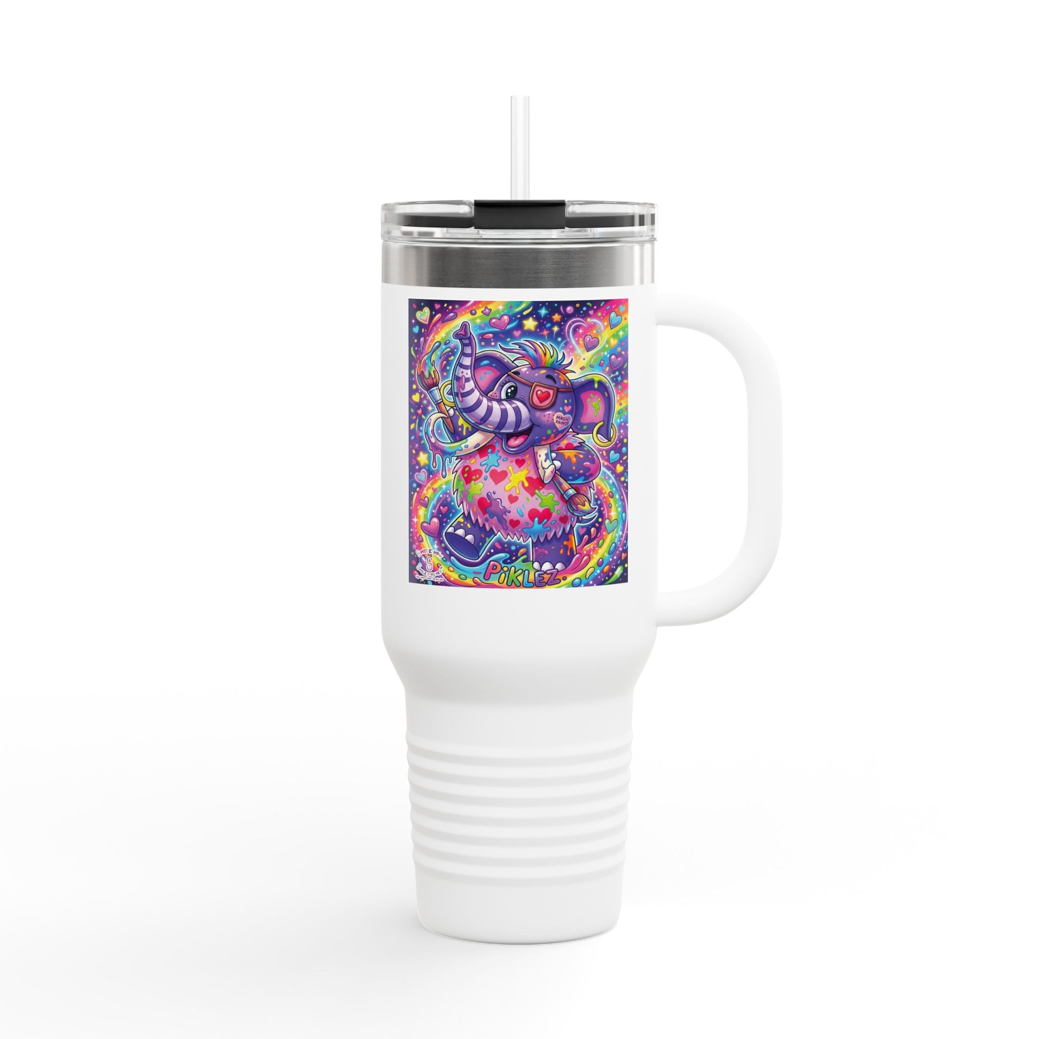 Piklez™ 40oz Insulated Travel Mug – "Magic Paint!" Graphic | Smile Universe Collection