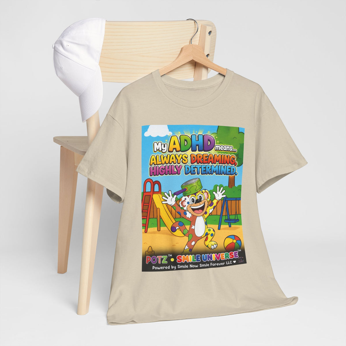 Potz™ Unisex Heavy Cotton™ Tee – "My ADHD Means Always Dreaming, Highly Determined" Graphic Tee | Smile Universe Collection