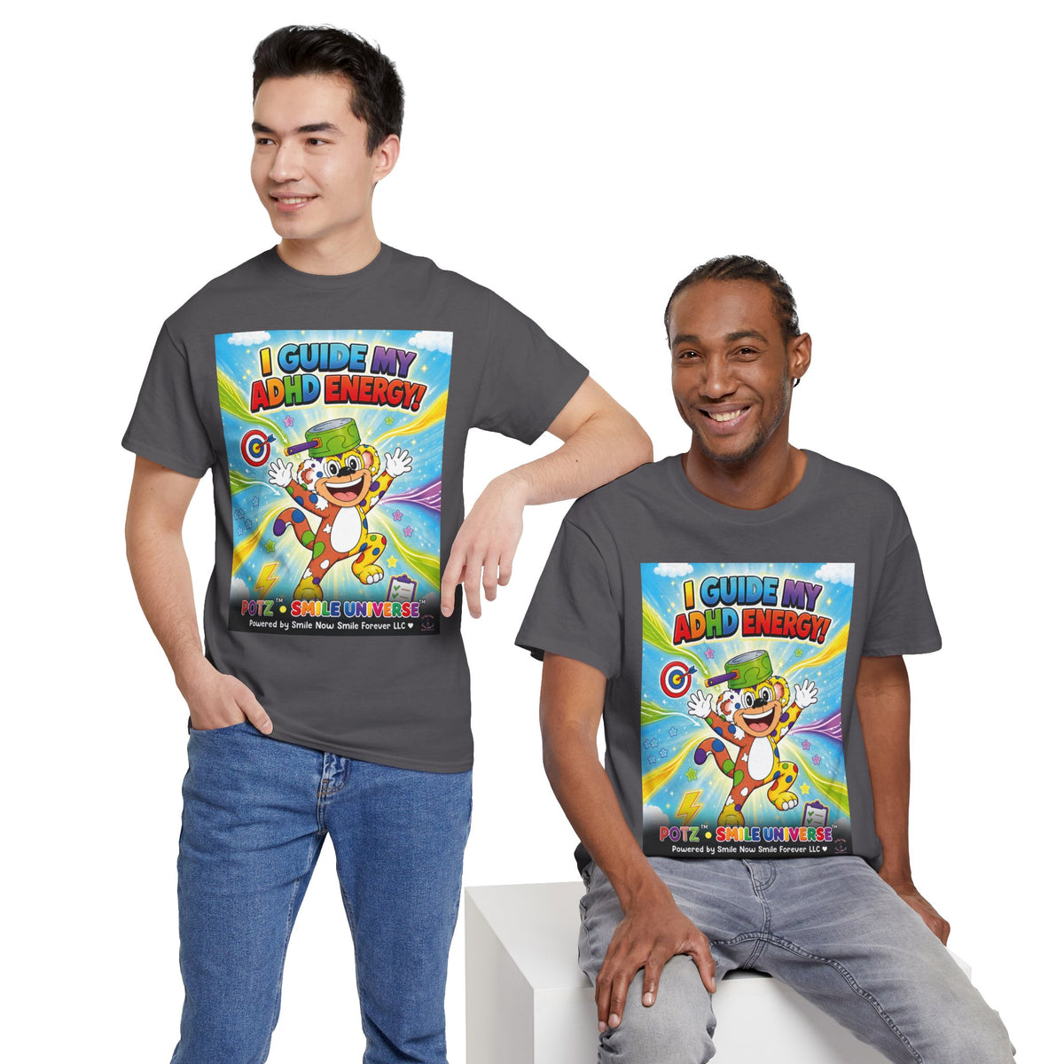 Potz™ Unisex Heavy Cotton™ Tee – "I Guide My ADHD Energy!" Graphic Tee | Smile Universe Collection