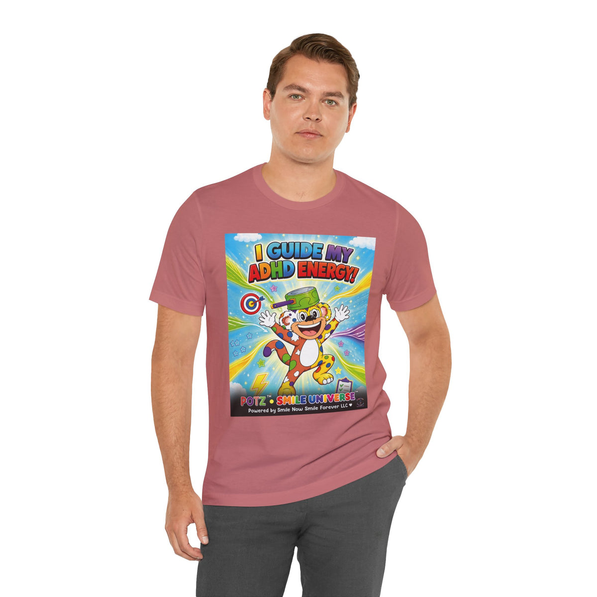 Potz™ Unisex Jersey Short Sleeve Tee – "I Guide My ADHD Energy!" Graphic Tee | Smile Universe Collection