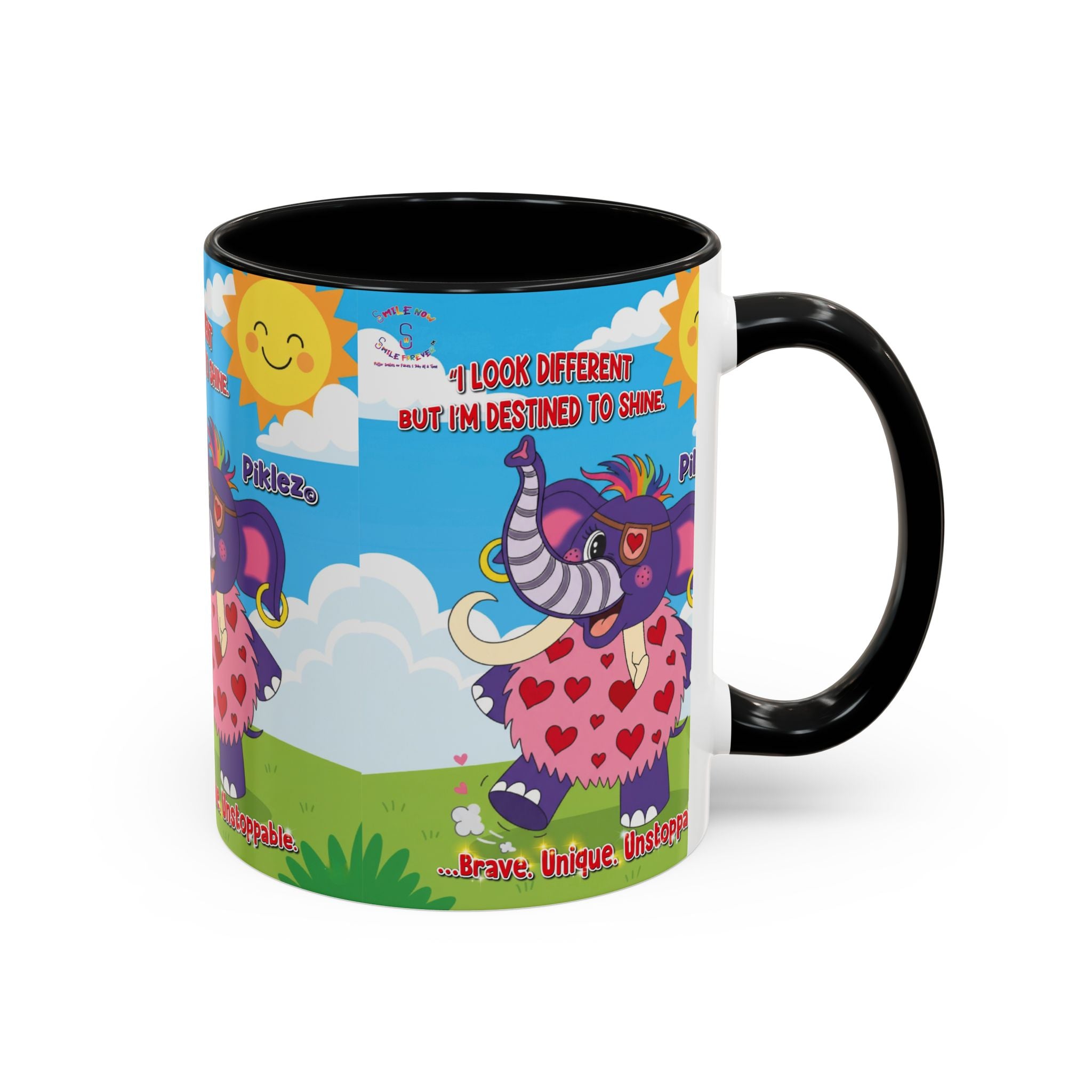 Piklez™ Accent Coffee Mug (11oz, 15oz) – “Destined to Shine” | Smile Universe Collection