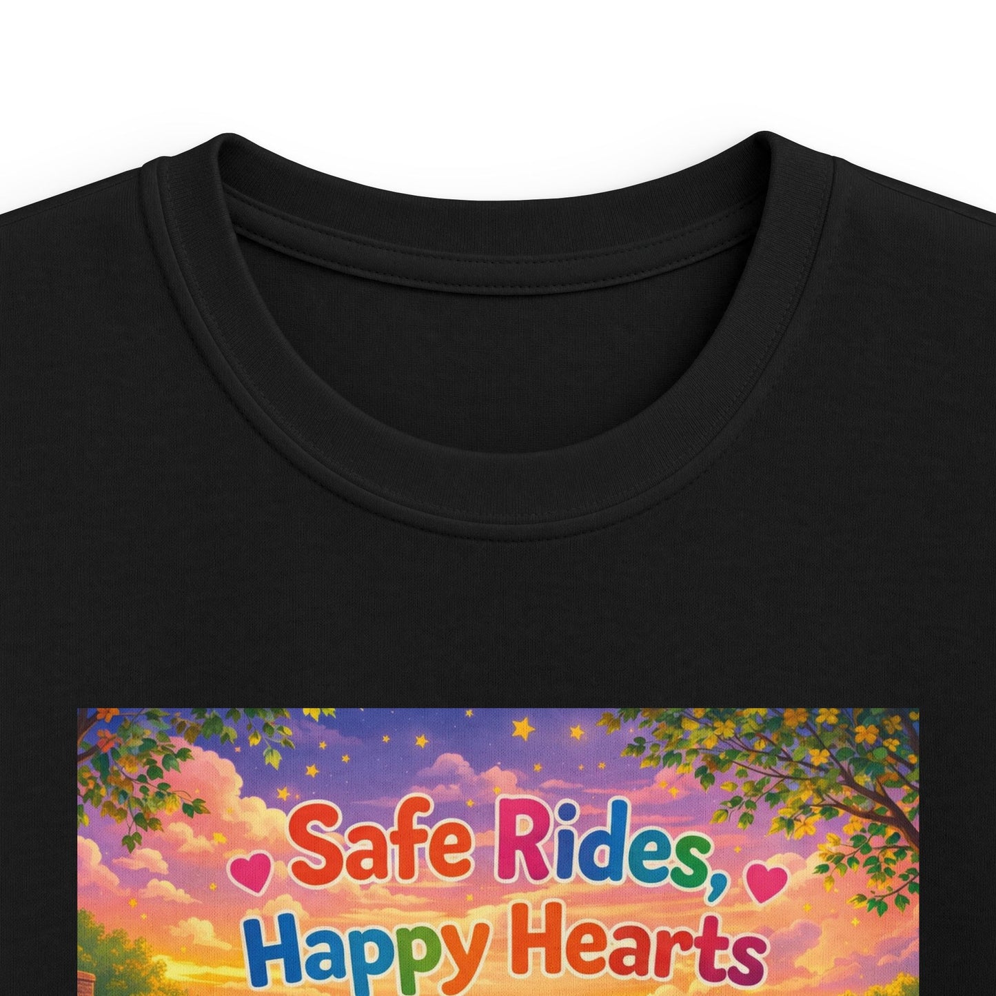 Lani™ Kids Softstyle Tee – "Safe Rides, Happy Hearts" Graphic