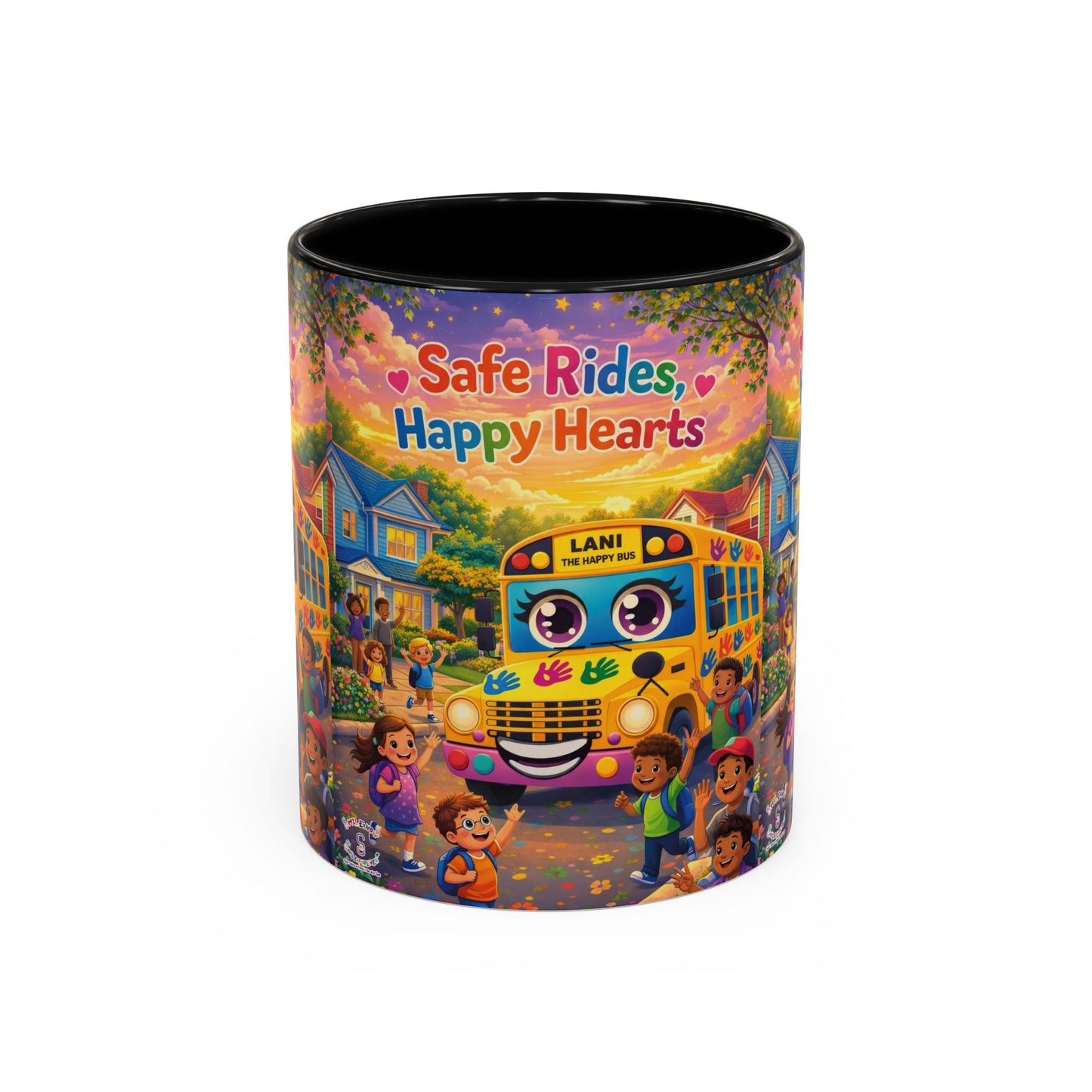 Lani™ Accent Coffee Mug (11oz & 15oz) – "Safe Rides, Happy Hearts" Graphic