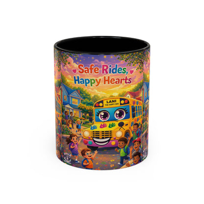 Lani™ Accent Coffee Mug (11oz & 15oz) – "Safe Rides, Happy Hearts" Graphic