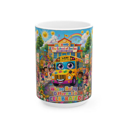 Lani™ Ceramic Mug (11oz & 15oz) – "Where Being Different is CELEBRATED!" Graphic