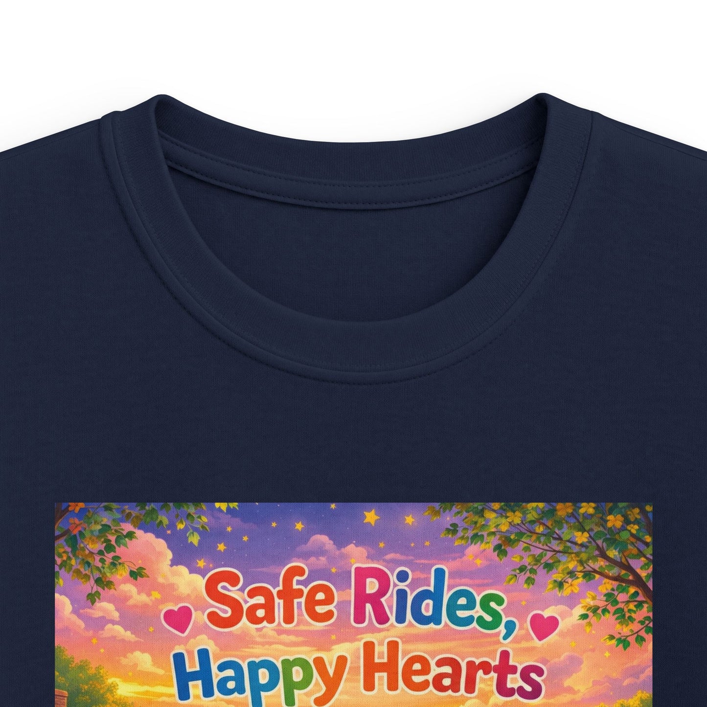 Lani™ Kids Softstyle Tee – "Safe Rides, Happy Hearts" Graphic