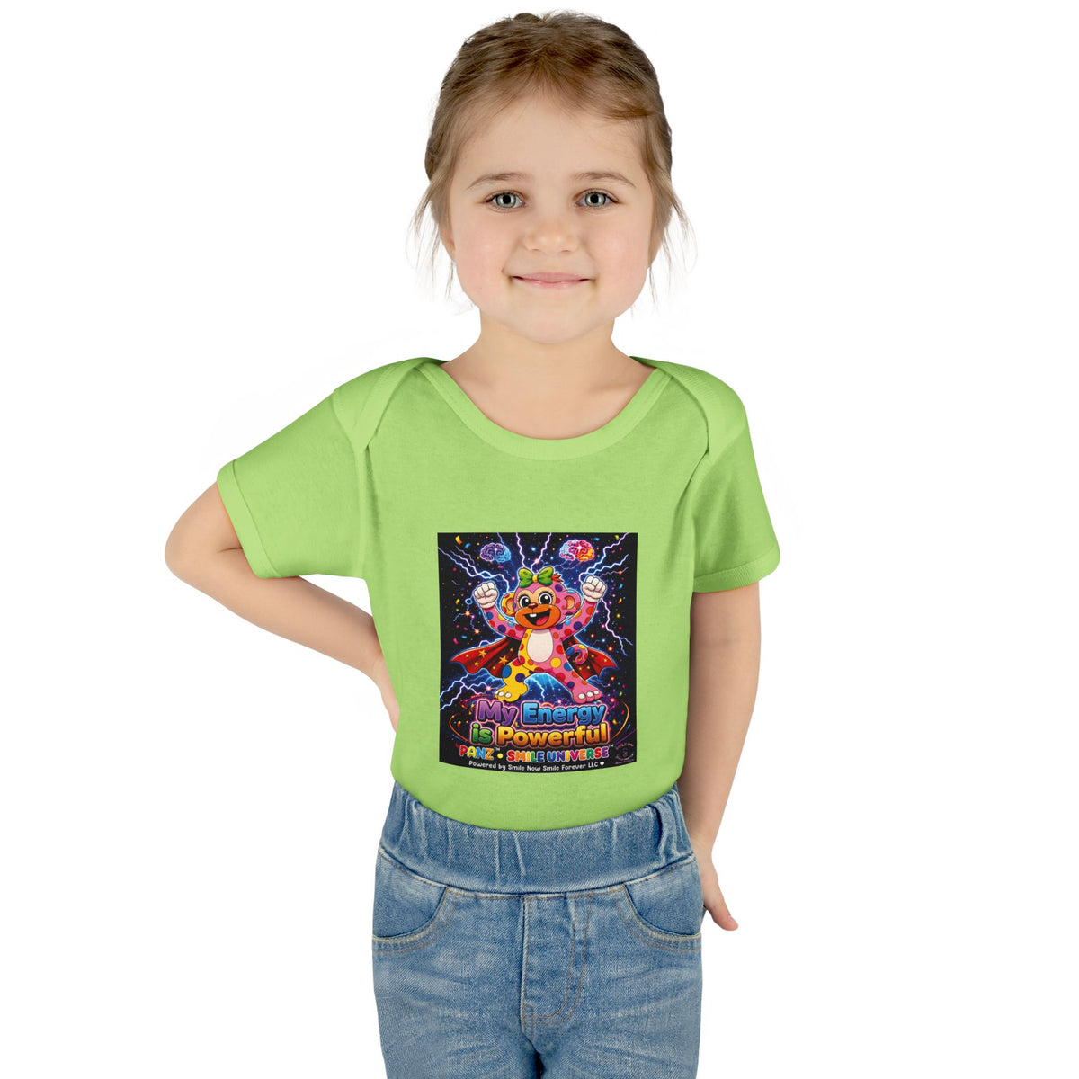 Panz™ Infant Baby Rib Bodysuit – "My Energy is Powerful" Graphic Onesie | Smile Universe Collection