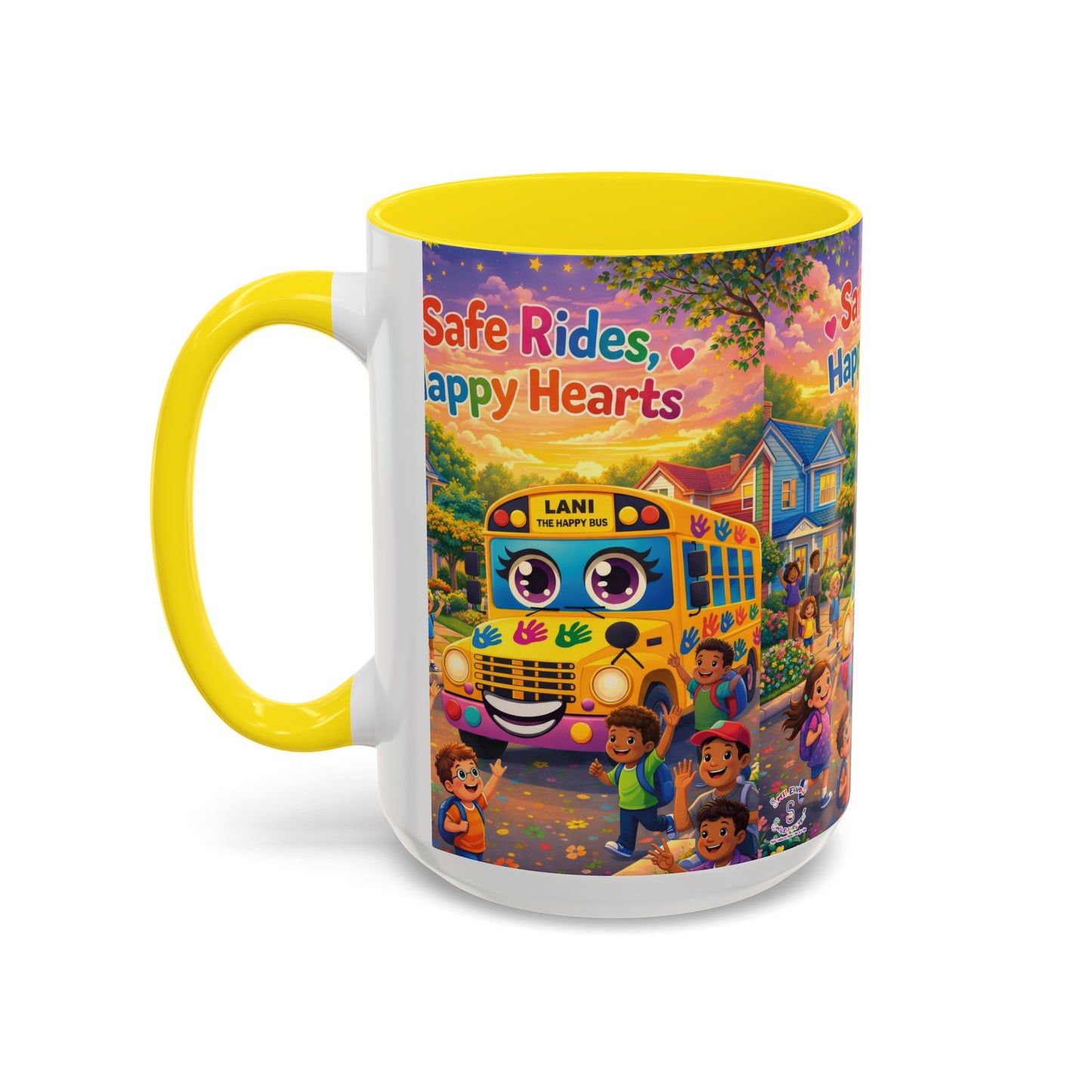 Lani™ Accent Coffee Mug (11oz & 15oz) – "Safe Rides, Happy Hearts" Graphic
