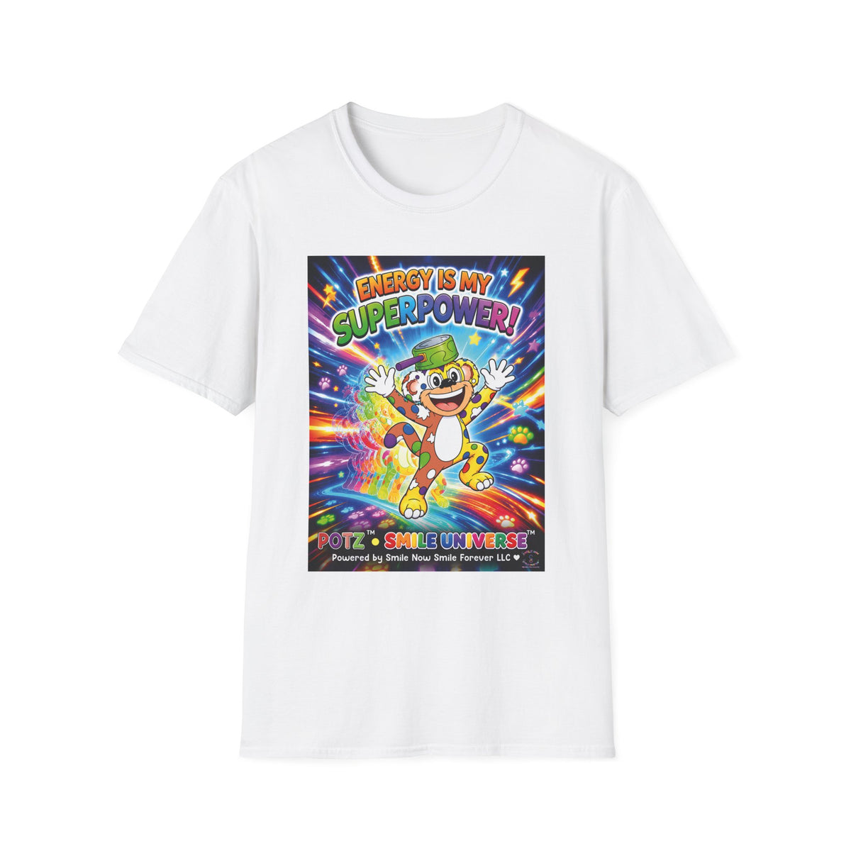 Potz™ Unisex Softstyle T-Shirt – "Energy is My Superpower!" Graphic Tee | Smile Universe Collection