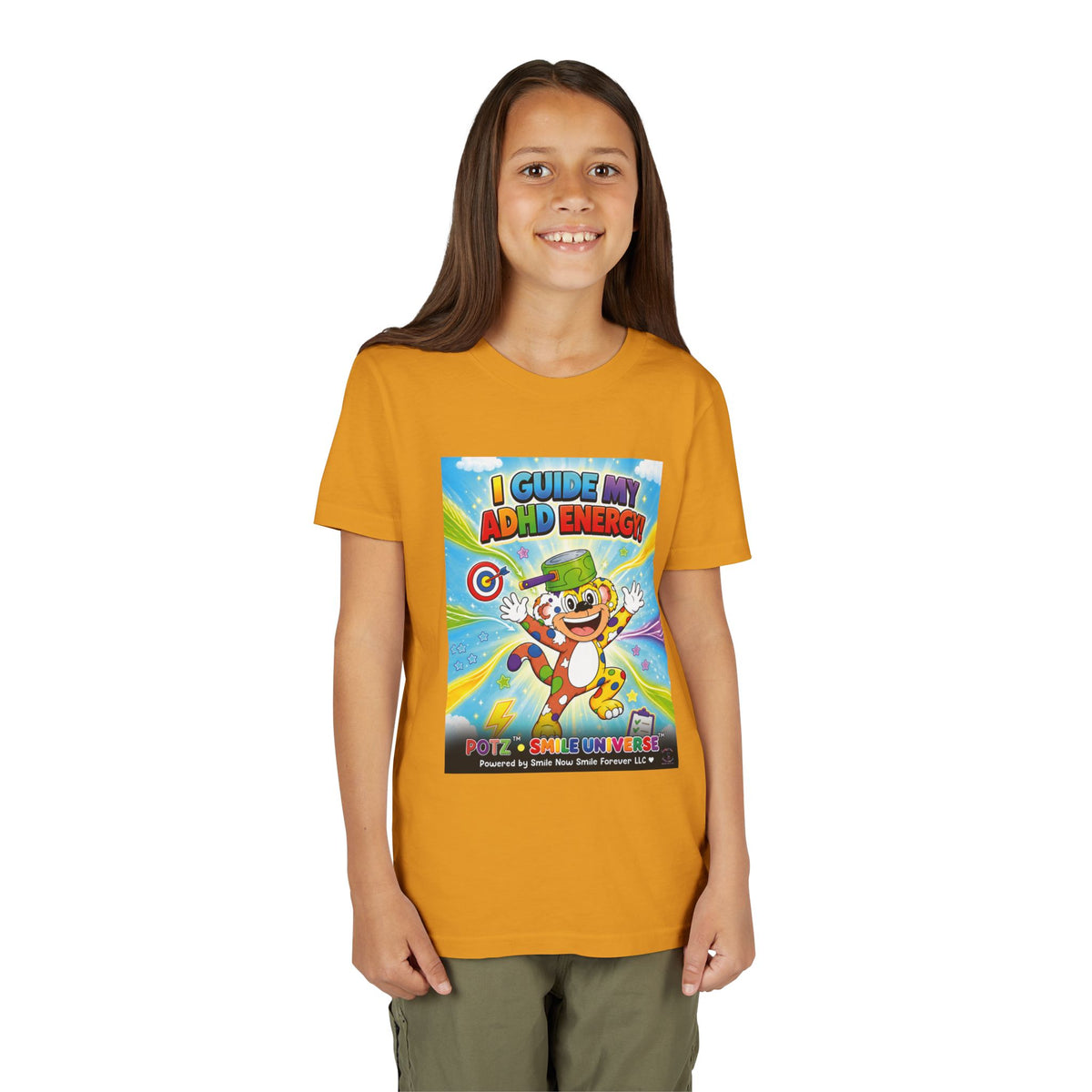 Potz™ Youth Short Sleeve Tee – "I Guide My ADHD Energy!" Graphic Tee | Smile Universe Collection