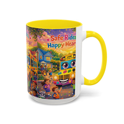 Lani™ Accent Coffee Mug (11oz & 15oz) – "Safe Rides, Happy Hearts" Graphic