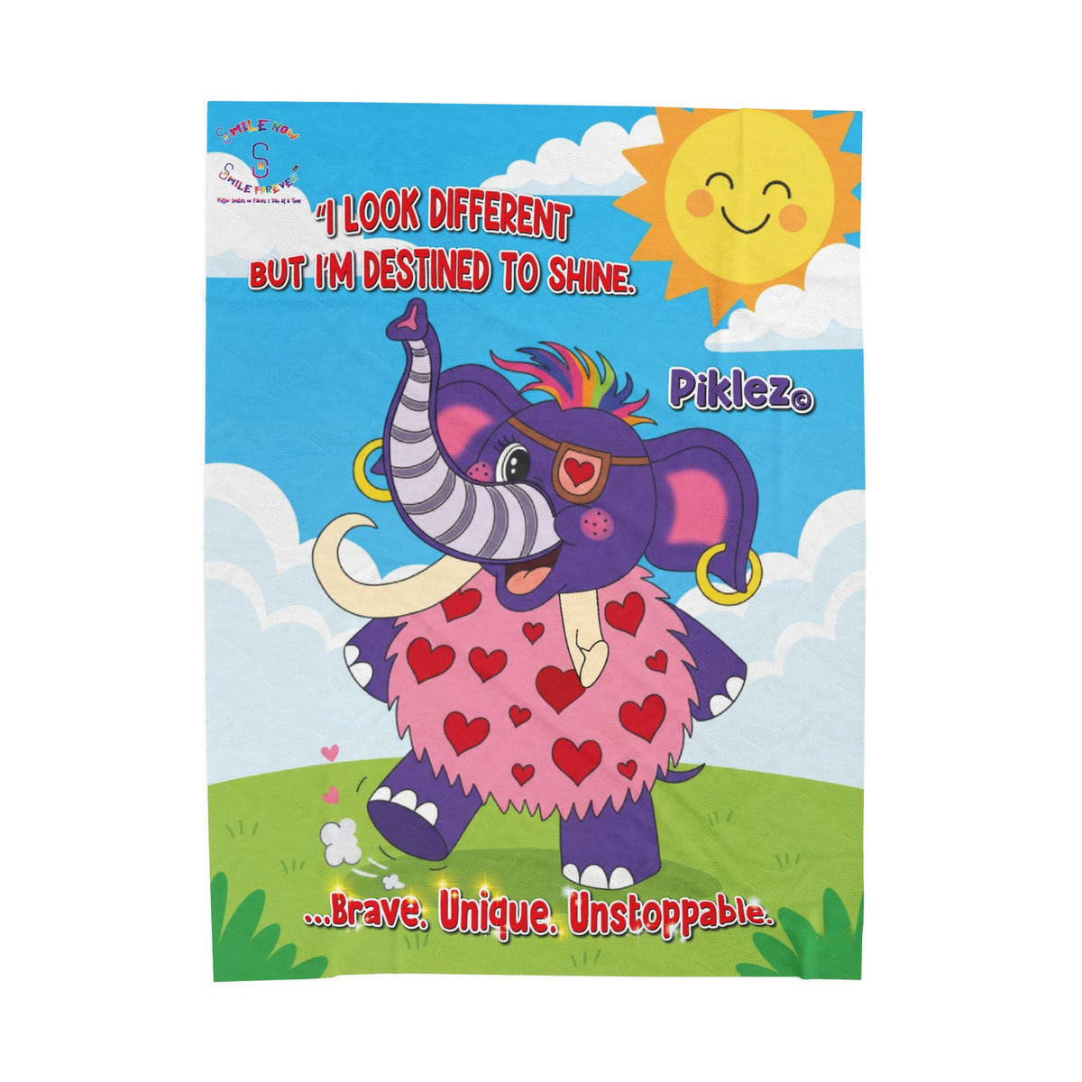 Piklez™ Velveteen Plush Blanket – "Destined to Shine" Graphic | Smile Universe Collection