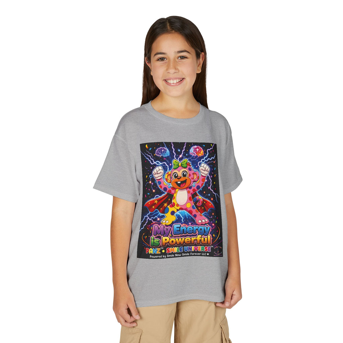 Panz™ Youth DryBlend® T-Shirt – "My Energy is Powerful" Graphic Tee | Smile Universe Collection