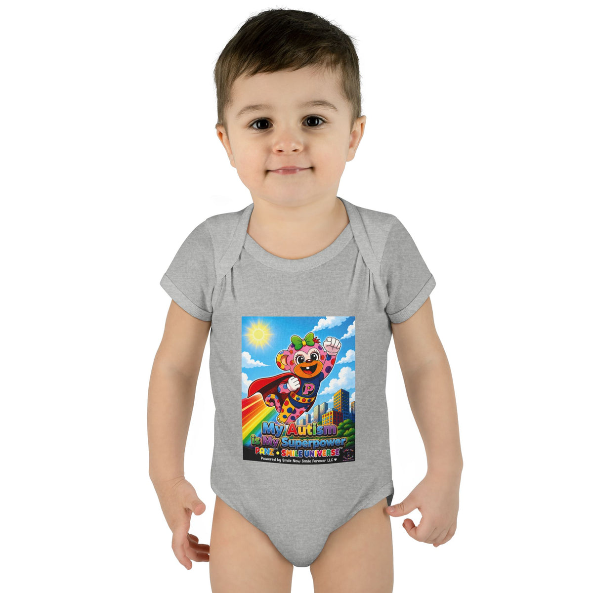 Panz™ Infant Baby Rib Bodysuit – "My Autism is My Superpower" Graphic | Smile Universe Collection