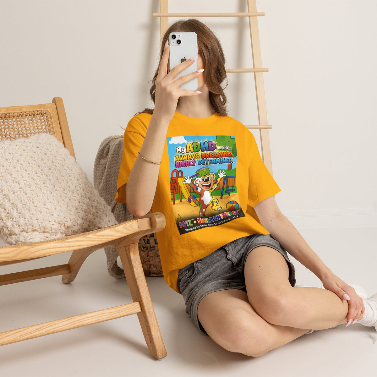 Potz™ Unisex Heavy Cotton™ Tee – "My ADHD Means Always Dreaming, Highly Determined" Graphic Tee | Smile Universe Collection