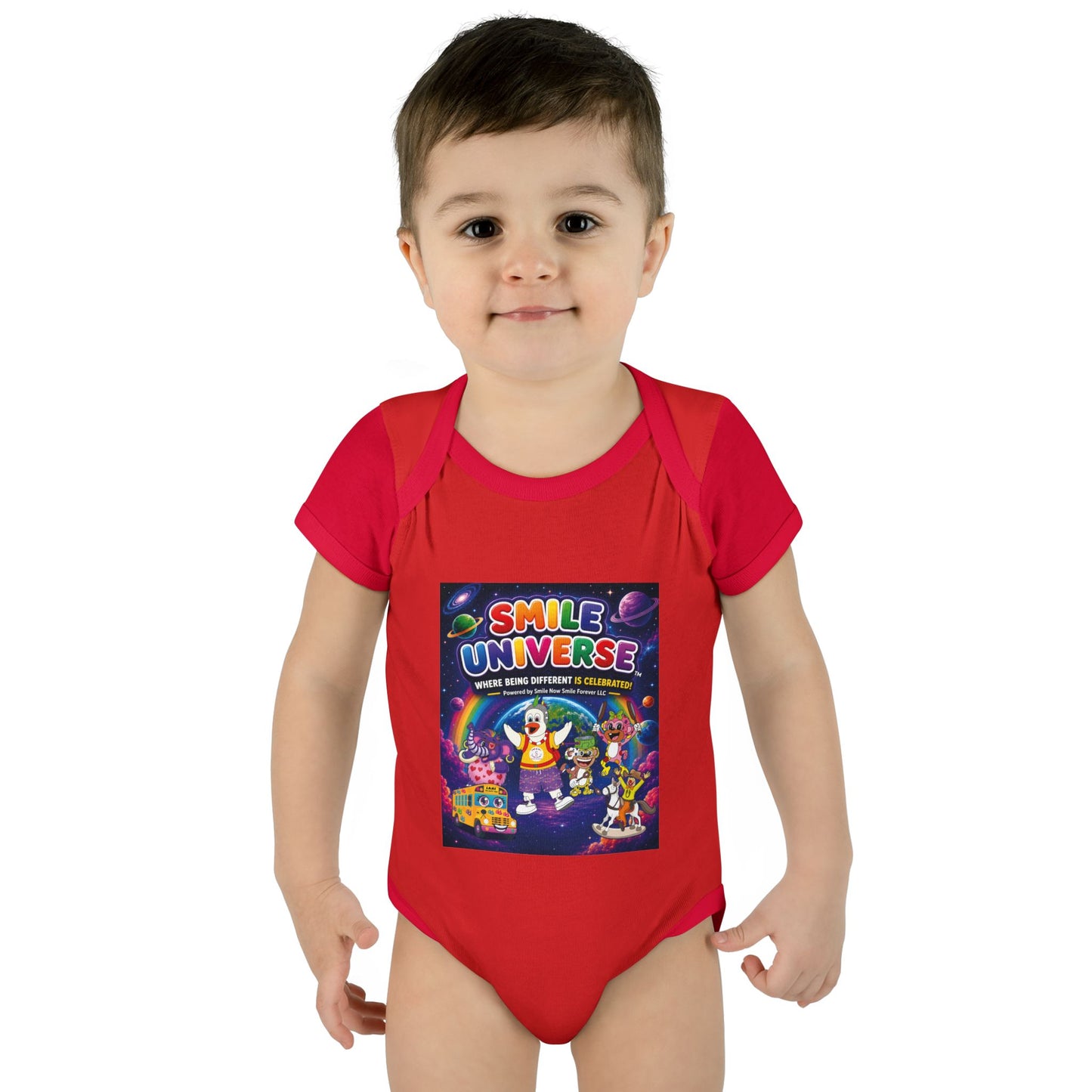 Smile Universe™ Infant Baby Rib Bodysuit – "Where Being Different is CELEBRATED!" Graphic